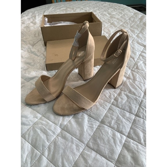 REDTOP Women's Open Toe Chunky 3.9 IN Heel Sandals Ankle Strap Nude Color SZ10😀 - Picture 14 of 16